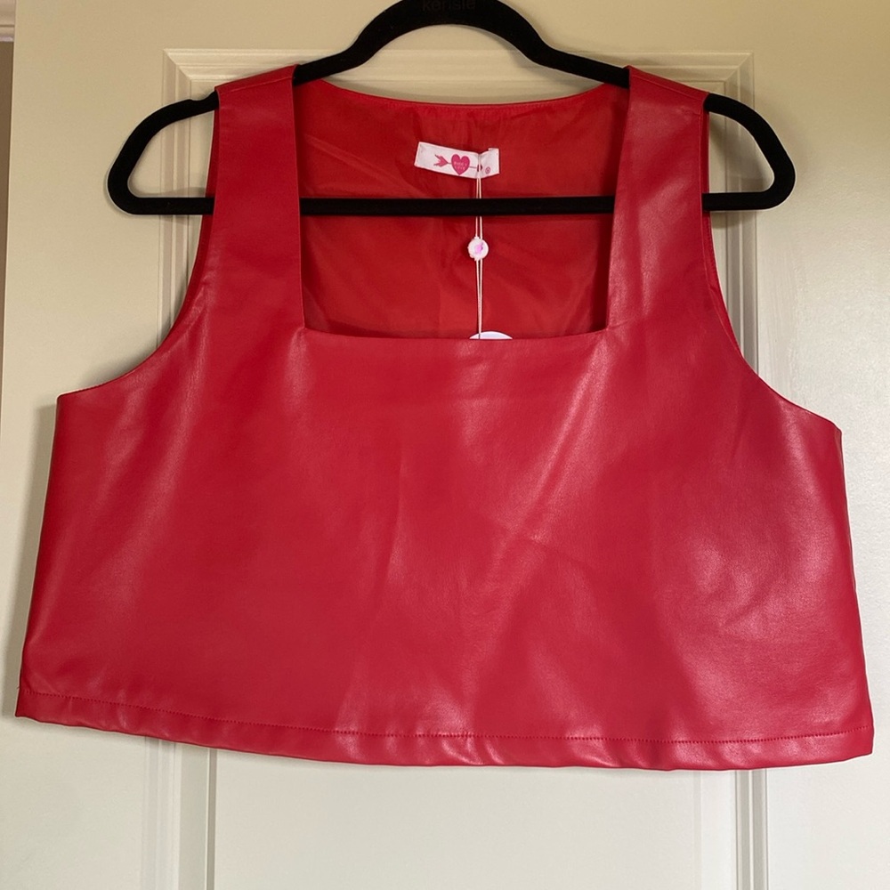 Buddy Love red leather cropped tank top size medium